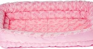 MidWest Homes for Pets Bolster Dog Bed 45.72 cm (18-Inch) Long Fleece Dog or Cat Bed w/ Comfortable Bolster; Ideal for "Toy" Dog Breeds & Fits Most 45.72 cm Crates; Machine Wash & Dry; Pink; 40318-PS,