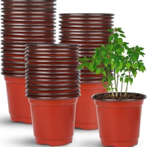 Augshy Plastic Plant Pots, 110 Pcs 4inch Red Plastic Plant Nursery Seed Starting Pots for Succulent Seedling Cutting Transplanting