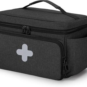 CURMIO Small Medicine Storage Bag Empty, Family First Aid Organiser Box for Emergency Medical Kits, Black(Empty Bag, Patent Pending)