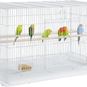 Yaheetech Metal Bird Cage Wide Budgie Cage Flight Cage Parrot Cage Breeding Cage for Small Bird Parakeet/Conure/Lovebird White