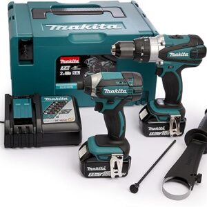 Makita DLX2145TJ 18V Li-ion LXT 2 Piece Combo Kit comprising DHP458Z and DTD152Z complete with 2 x 5.0 Ah Li-ion Batteries and Charger supplied in a Makpac Case
