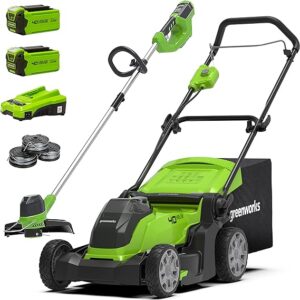 Greenworks 40V 41cm mower, trimmer, spool with 2x2Ah Battery/charger