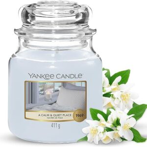 Yankee Candle Scented | A Calm and Quiet Place Medium Jar Candle| Burn Time: Up to 75 Hours