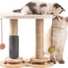 MEWOOFUN 4-Layer Turnable Cat Interactive Toys, Cat Toys Roller for Indoor Cats with Natural Sisal Scratcher Cat Self Groomer, Kitten Toys Interactive with Balls (white)