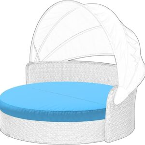 Cethytirko Outdoor Daybed Cushion Cover, 66" Replacement Round Bed Cushion Cover,Outdoor Waterproof and Fade-Resistant Sun Bed Outdoor Cushion Cover - Patio Round Daybed Cushion Cover, Cover ONLY