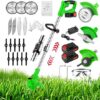 Weed Wacker, Electric Weed Wacker Cordless Trimmer,Grass Trimmer Stingless Lightweight Grass Weedeater Battery Powered 3 Types Blades,2 Batteries, 1 Chargerfor Lawn, Yard, Garden (Green)