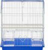Prevue Pet Products Flat Top Economy Parakeet and Small Bird Travel Cage with White Wire, Blue Plastic Base with Removable Tray