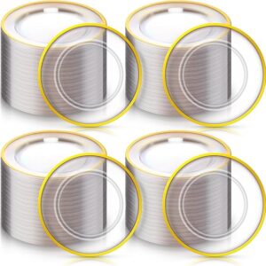 meekoo 100 Pieces Clear Plastic Plates 10.25 Inch Gold Dinner Plates Heavy Duty Clear and Gold Charger Plates for Wedding Parties