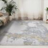 Dintszyayue 5x7 Area Rug for Living Room Washable Yellow Grey Abstract Gradient Accent Rugs Large Non-Slip Low-Pile Carpet Soft Indoor Throw Rugs for Bedroom Kitchen Floor Decor Mat