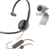 Poly - Studio P5 Kit with Blackwire 3210 (Plantronics) - 1080p HD Video Conferencing Camera - Professional Webcam and USB-A Kit with Wired One Ear Headset