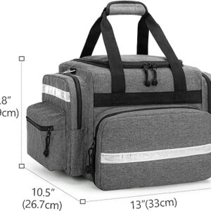 Damero Emergency Bag Empty, Large Medical Trauma Bag, Professional First Responder Bag with Multiple Pockets for Medical Supplies, Gray