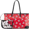 Disney Mickey and Minnie Tote bag - Girls, Boys, Teens, Adults - Mickey and Minnie Mouse Faux PU Leather Cosplay Tote Handbag with Zipper Pouch, Red, One Size