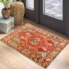 LEEVAN Orange Door Mat 24''x36'', Washable Entryway Throw Rugs, Retro Distressed Non-Slip Kitchen Mat, Vintage Small Accent Rug for Porch/Patio/Living Room/Bedroom/Bathroom