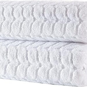 BAGNO MILANO Turkish Cotton Ultra-Soft Plush Absorbent Quick Dry Bathroom Towel Set, Made in Turkey (White, 2 pcs Bath Towel Set)