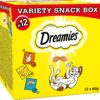 Dreamies Variety Snack Box , 60 g Pouches, Cat Treats Tasty Snacks with Delicious Chicken, Salmon and Cheese Flavours, (12x60g))