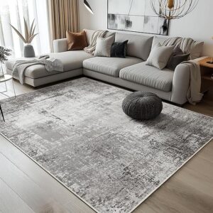 BEIMO Machine Washable Area Rugs for Bedroom 120X170 cm, Large Modern Abstract Print Bedroom Kitchen Living Room Rug, Non Slip Grey Rug with Gripper